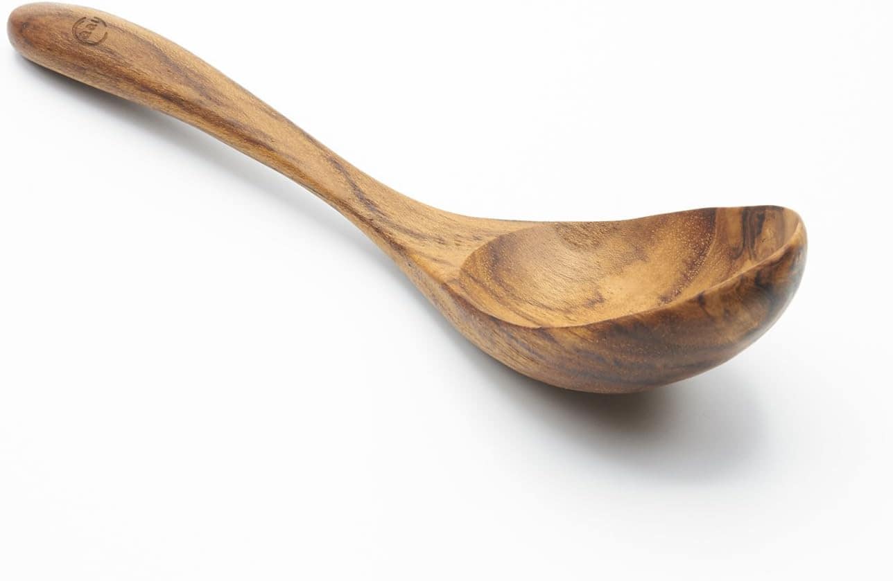 Natural wood cooking utensil, handcrafted wooden spoon for kitchen use.