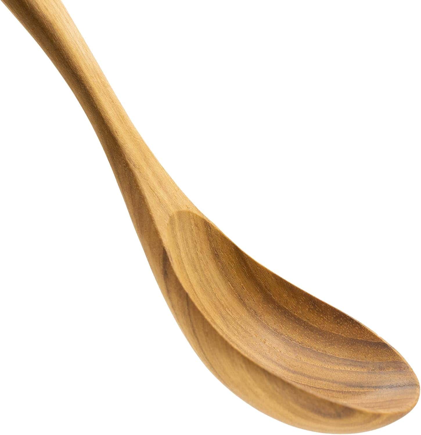 Natural wooden salad spoon for kitchen or dining use. Handcrafted, eco-friendly, and durable.