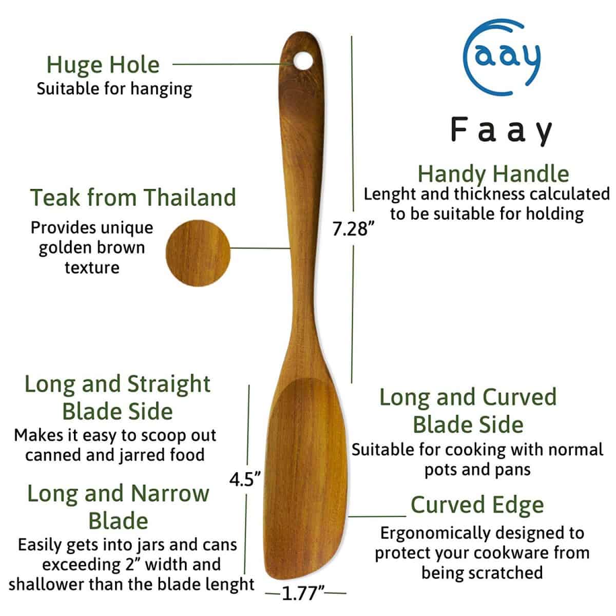 Teak Long Leaf Spoon, view 2 of 6