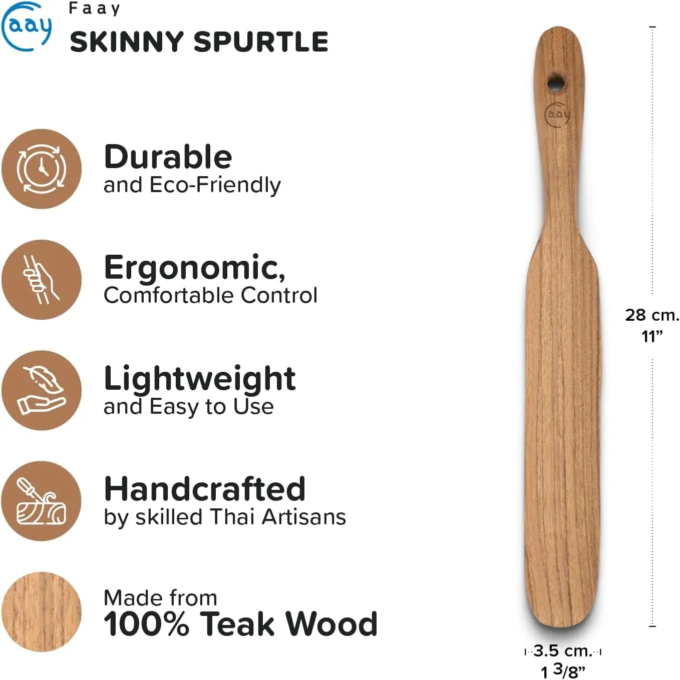 Durable, eco-friendly teak wood spatula for cooking.