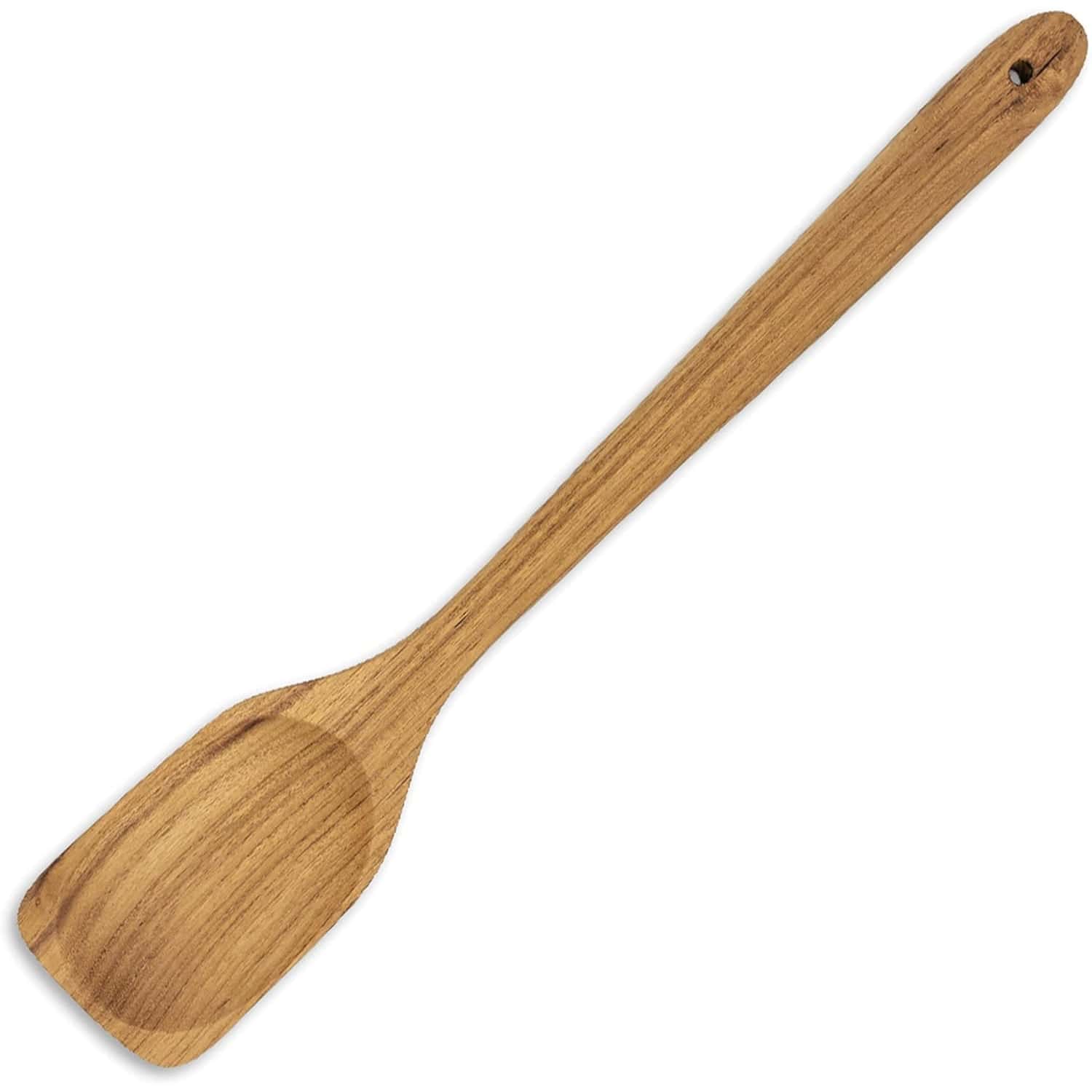 Natural wood spatula ideal for cooking, stirring, and baking in the kitchen.